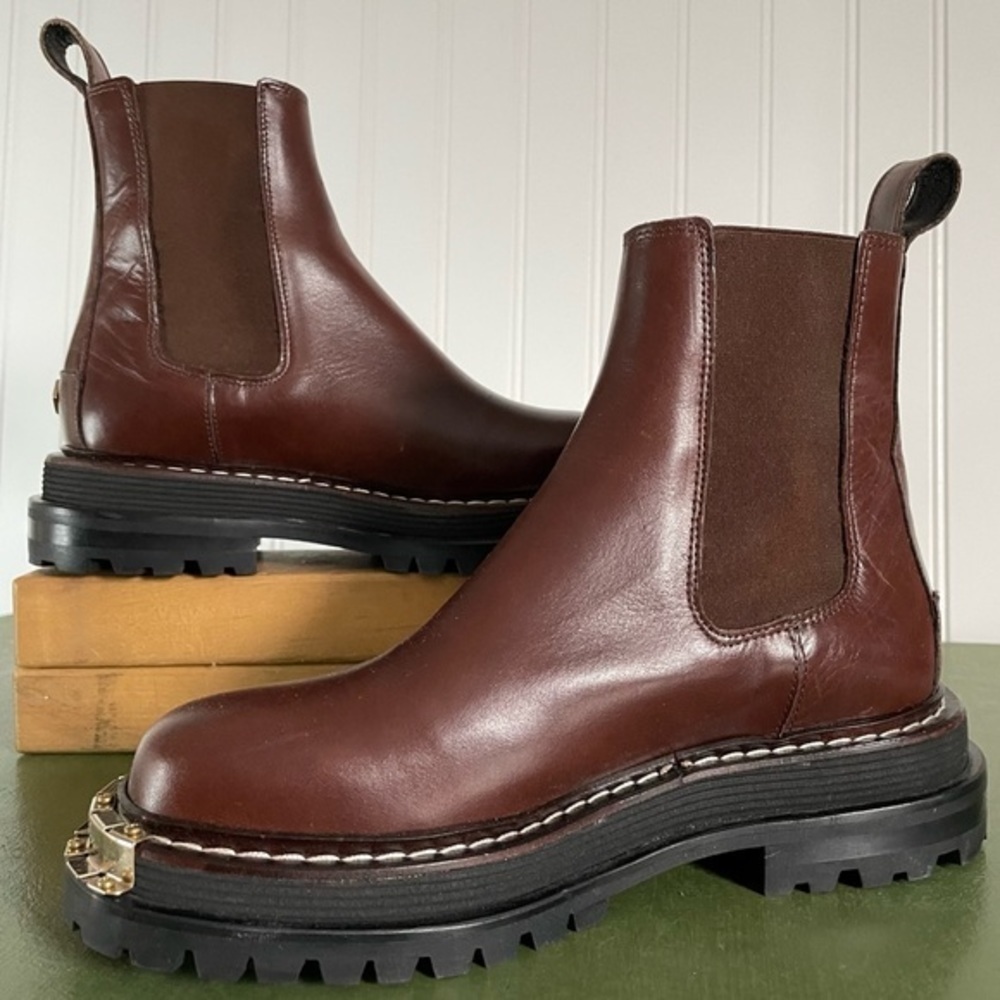 NWT Sandro Paris H20NOHA MARRON Platform Chelsea Boots - Picture 3 of 10